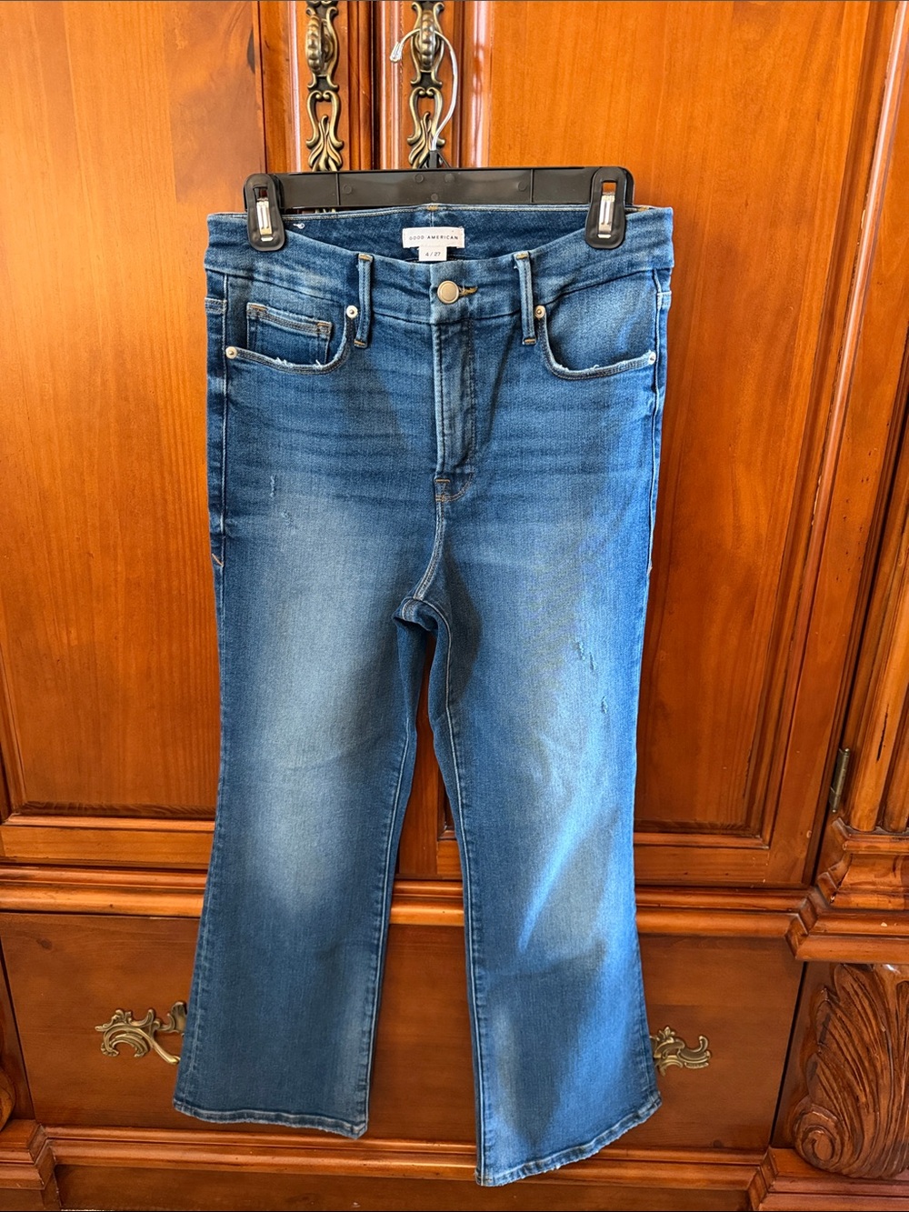 Good American Mid-Blue Flare Jeans